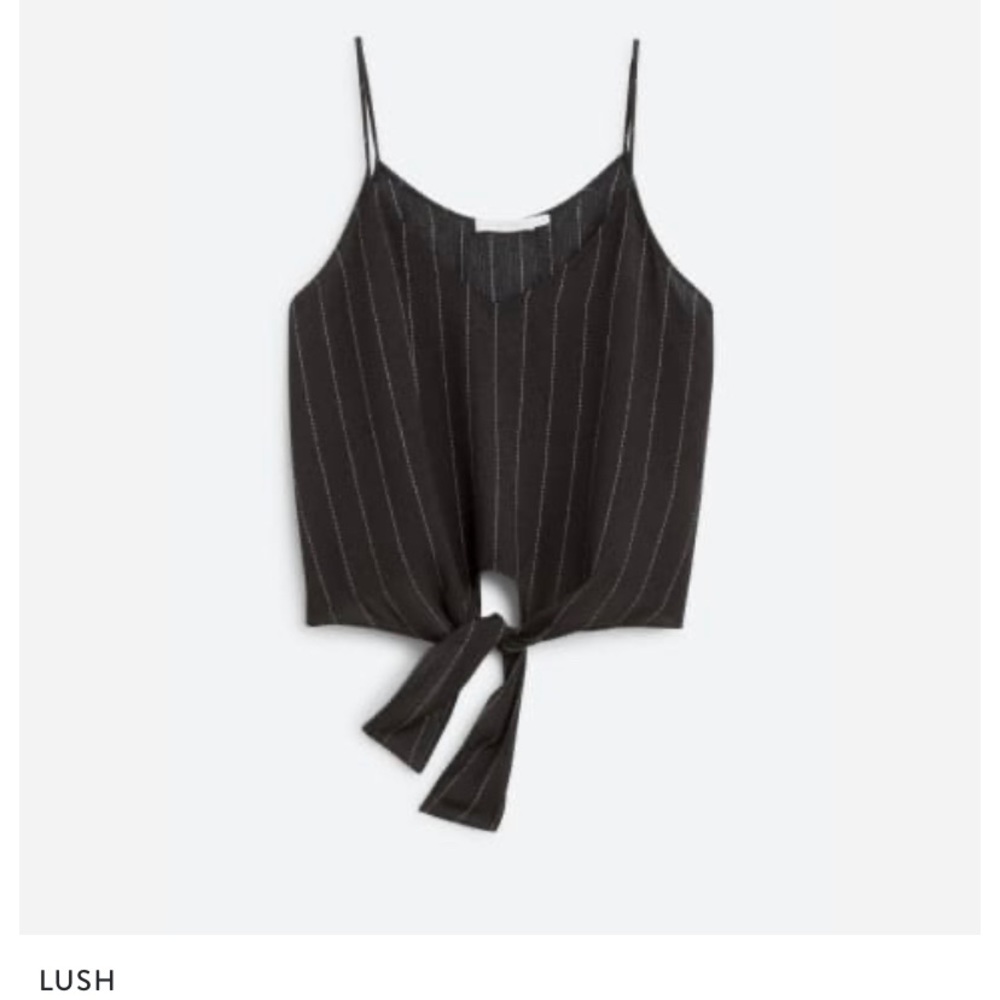 Lush black and white striped cropped cami tank top